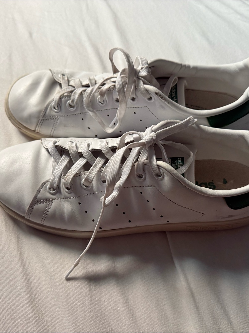 adidas White Leather Sneakers with Green Heel Tab